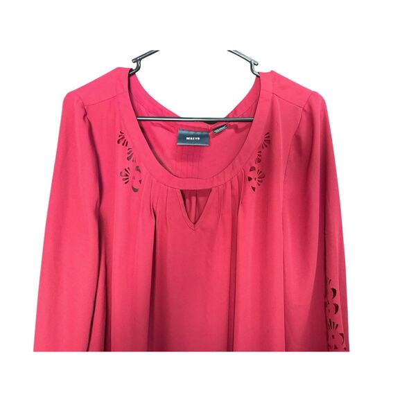 Anthropologie Maeve Womens Teni Burgundy Red Top Laser Cut Out Blouse, Size 16 - Picture 3 of 9